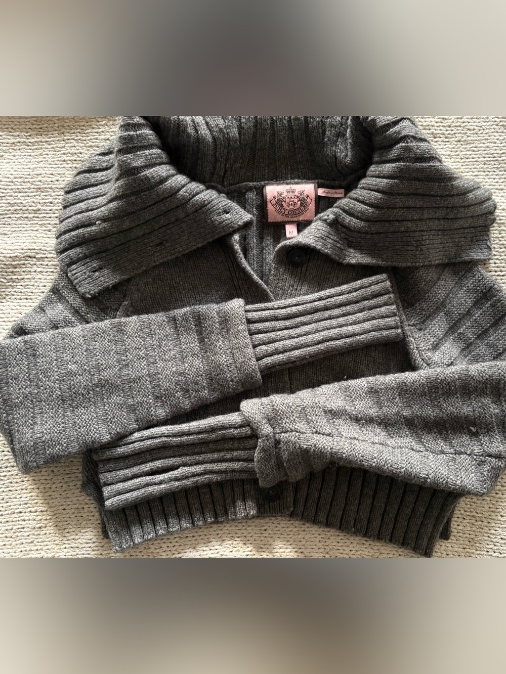 Juicy Couture Ribbed Collar Button-Up Sweater - Picture 2 of 5
